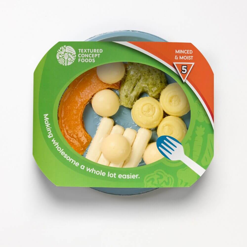 level 5 fish fingers and vegetables pre-plated meal